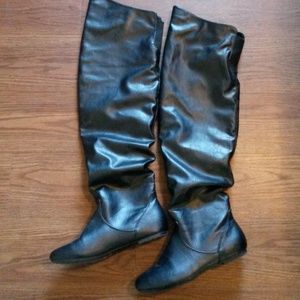 Black ruched over the knee boots 8.5
